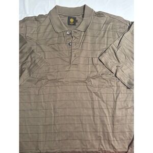 Trump Golf Men's L Brown Plaid Polo Shirt Short Sleeve Golf Casual